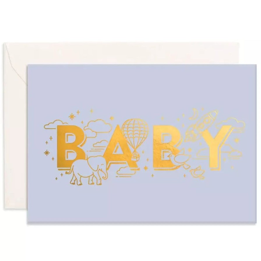 Little Ones. Fox & Fallow | Fox & Fallow Baby Universe Duck Egg Blue Mini Greeting Card