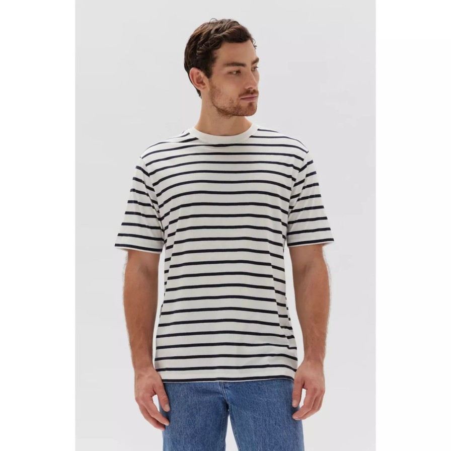 Man. Assembly Label | Assembly Label Kylo Organic Tee - White/True Navy Stripe