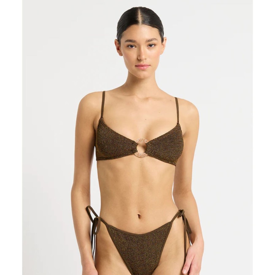 Women Bond-Eye Swim Swimwear | Bond-Eye Ring Lissio Crop - Cocoa Lurex