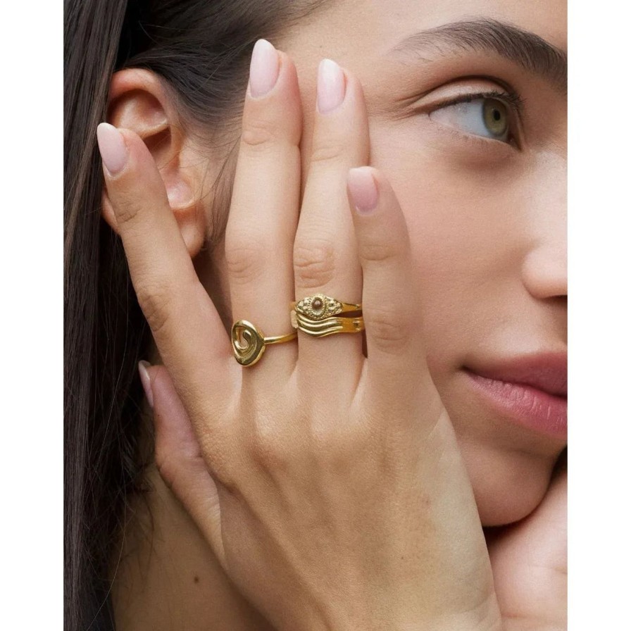 Women Slani Jewellery | Slani Adeline Wave Gold Ring