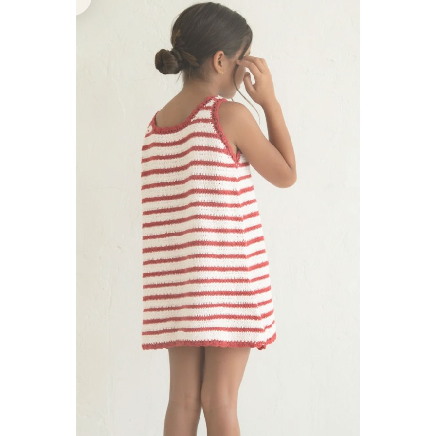 Little Ones. Illoura The Label Clothing | Illoura The Label Crochet Dress - Chilli Stripe