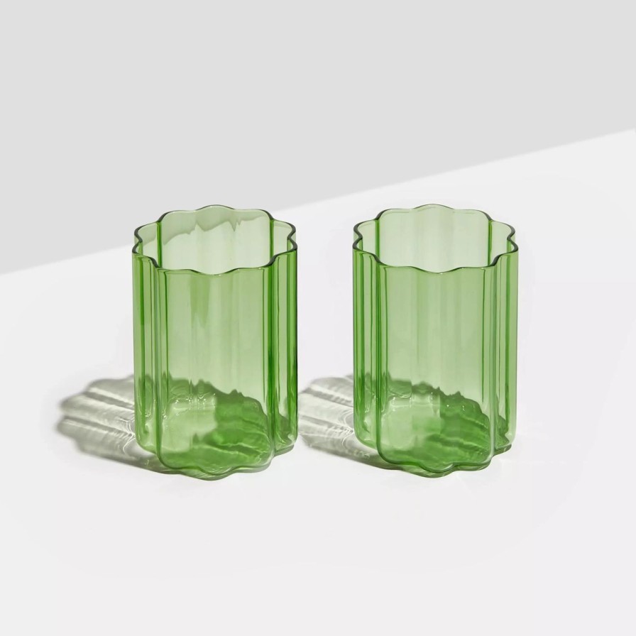 Home & Gift. FAZEEK Tableware & Glassware | Fazeek Wave Glass Set Of 2 - Green