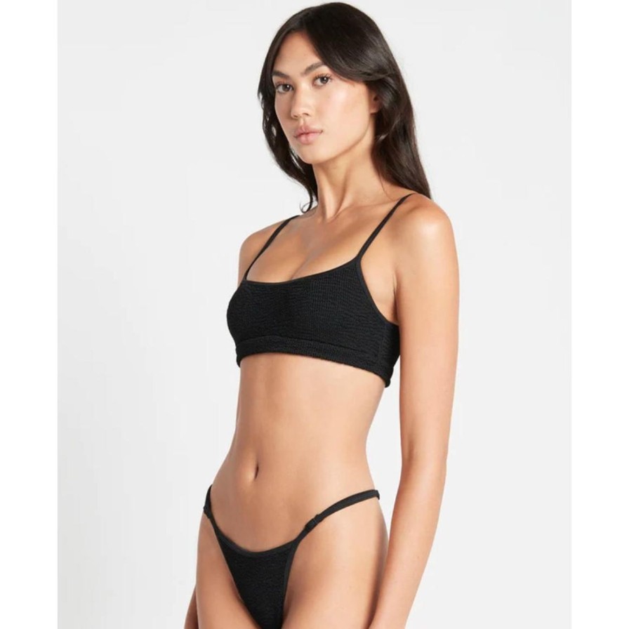 Women Bond-Eye Swim Tops | Bond-Eye Swim Strap Saint Crop - Black Eco