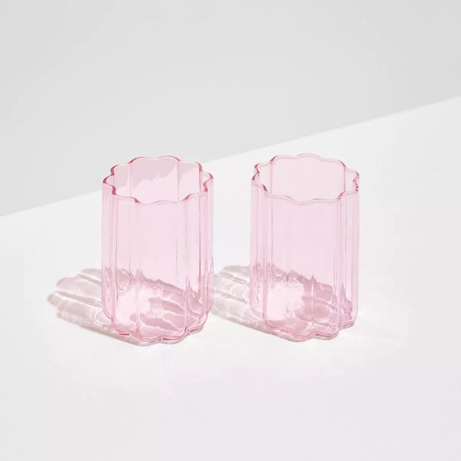 Home & Gift. FAZEEK Tableware & Glassware | Fazeek Wave Glass Set Of 2 - Pink