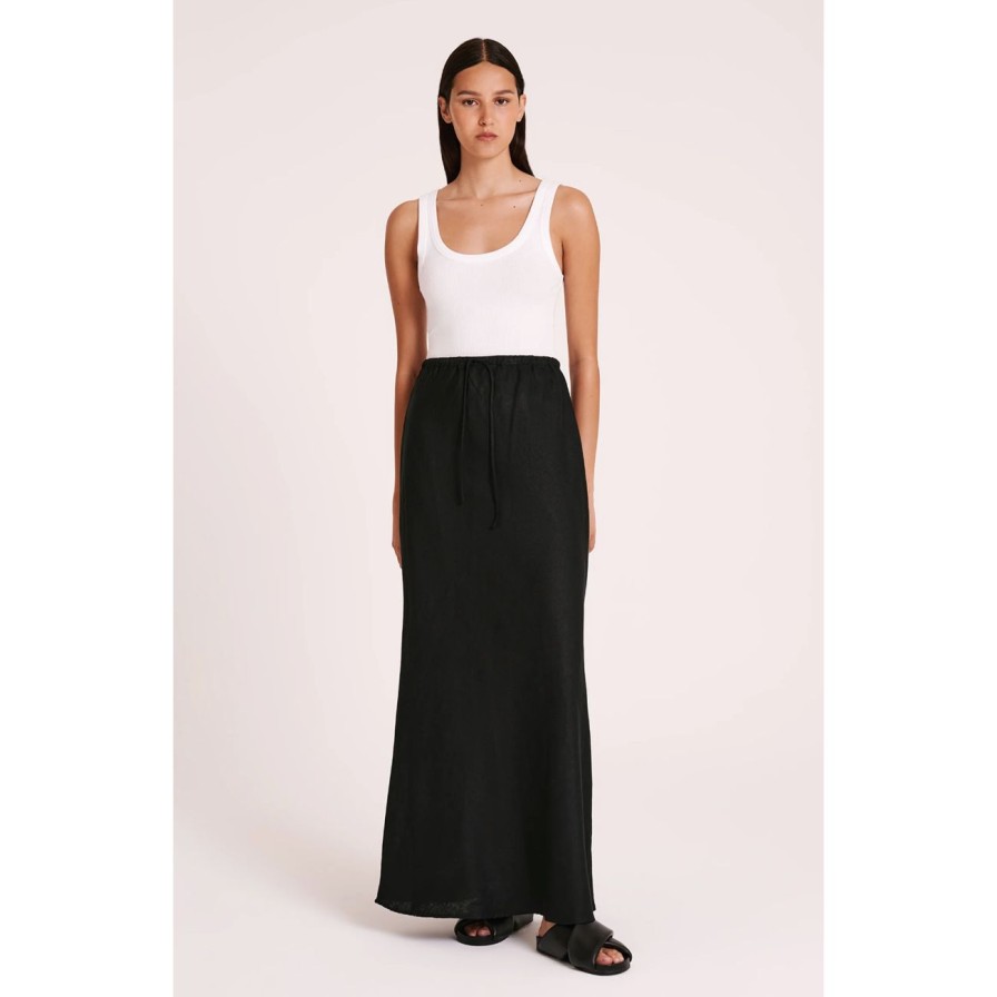 Women Nude Lucy Bottoms | Nude Lucy Amani Linen Skirt - Black