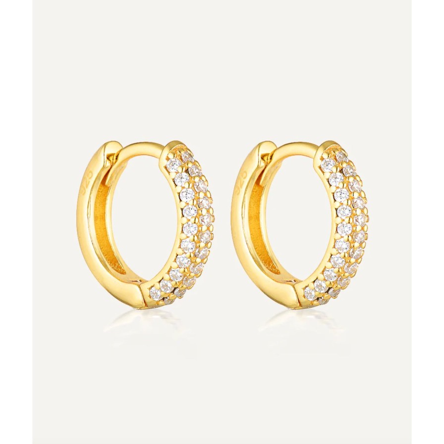 Women Avant Studio Jewellery | Avant Studio Chloe Pave Huggies - Gold