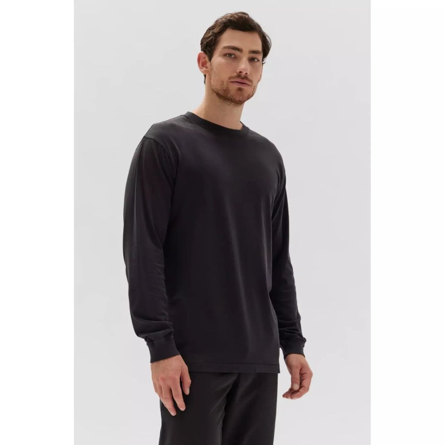 Man. Assembly Label | Assembly Label Men'S Kylo Organic Cuffed Long Sleeve Tee - Washed Black