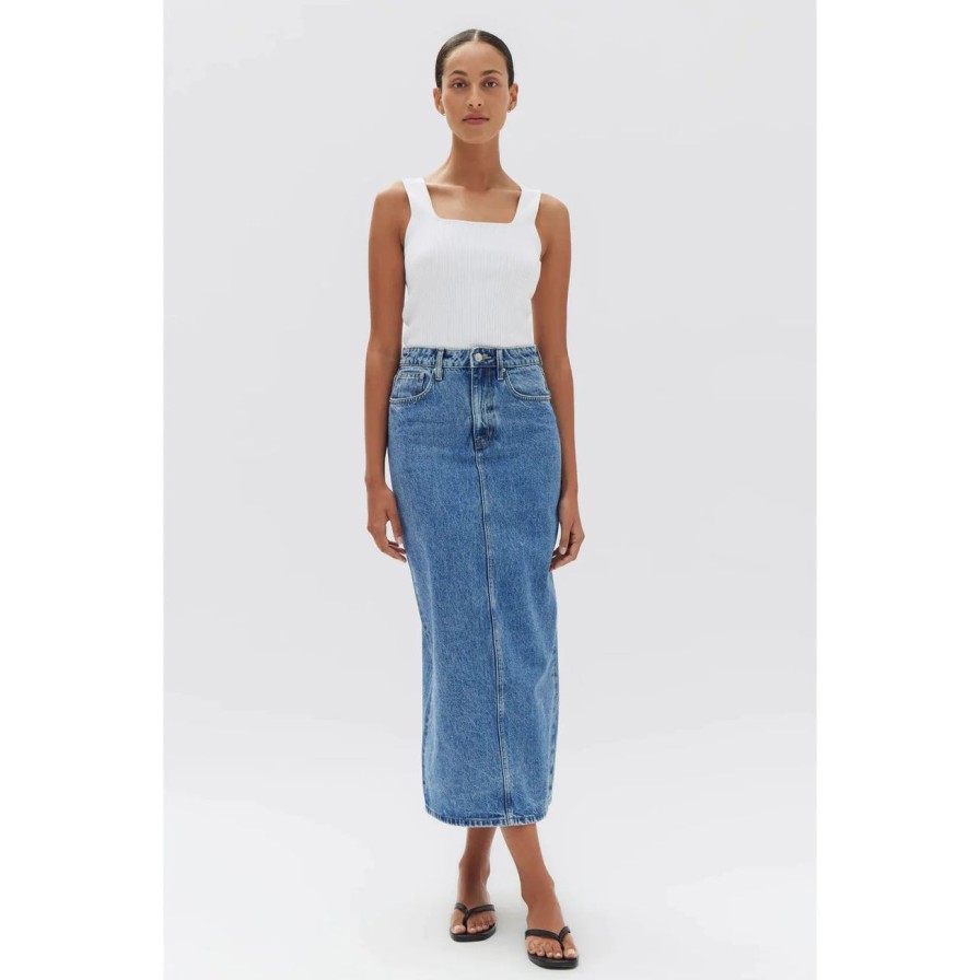 Women Assembly Label Bottoms | Assembly Label Denim Maxi Skirt - Dark Stone