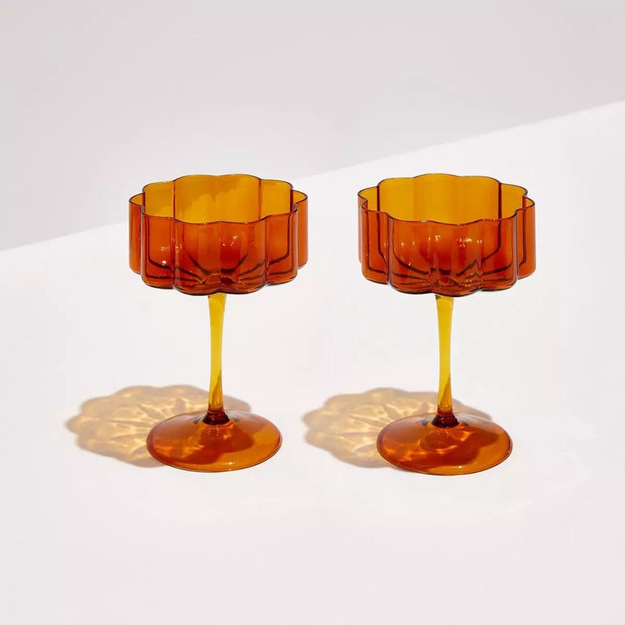 Home & Gift. FAZEEK Tableware & Glassware | Fazeek Wave Coupe Set Of 2 - Amber