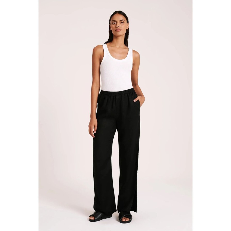 Women Nude Lucy Basics | Nude Lucy Desi Linen Pant - Black