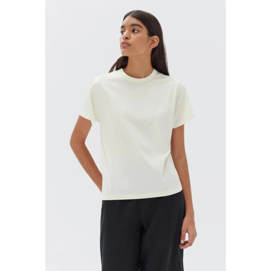 Women Assembly Label Basics | Assembly Label Silk Blend Tee - Cream