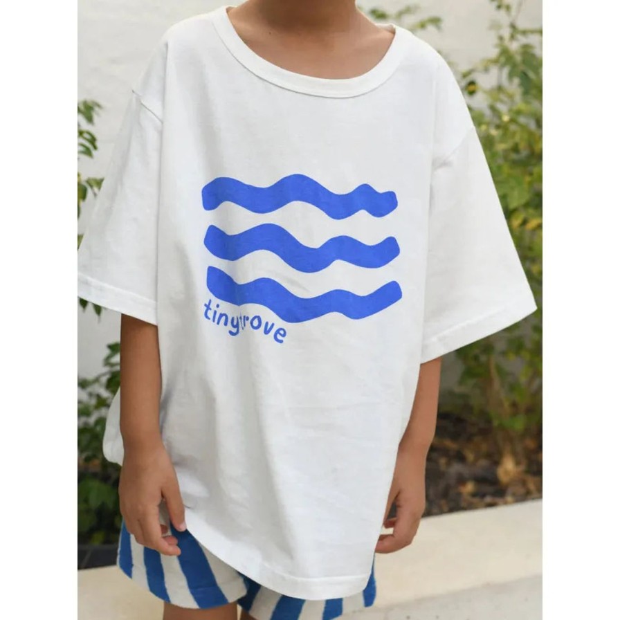 Little Ones. Tiny Trove Clothing | Tiny Trove Akio Wave Tee - White - Blue