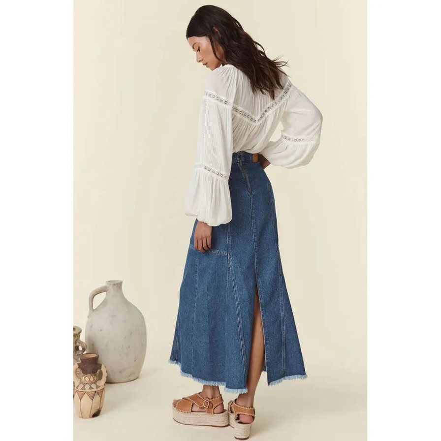 Women Spell Bottoms | Spell Muse Denim Maxi Skirt - Inky Blue