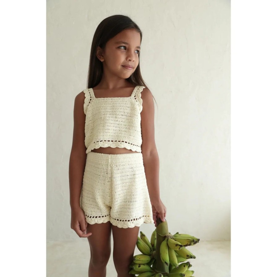 Little Ones. Illoura The Label Clothing | Illoura The Label Crochet Shorts - Natural