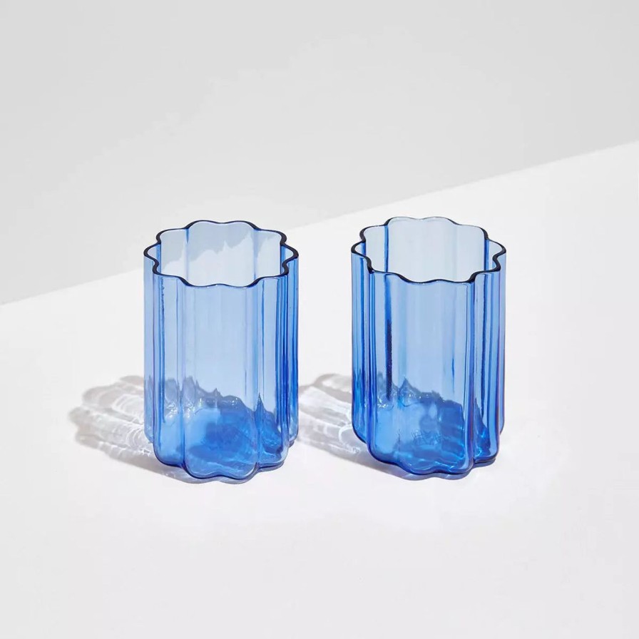 Home & Gift. FAZEEK Tableware & Glassware | Fazeek Wave Glass Set Of 2 - Blue