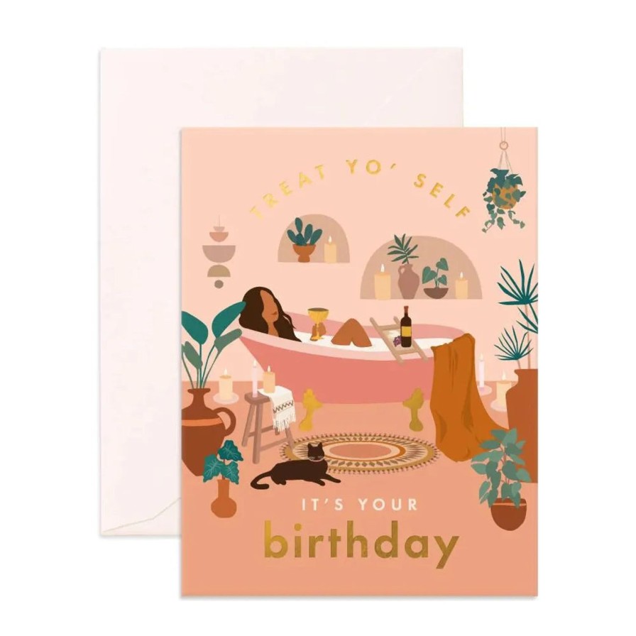 Home & Gift. Fox & Fallow Cards & Stationary | Fox & Fallow Treat Yo' Self Bath Greeting Card