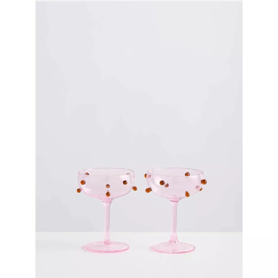 Home & Gift. Maison Balzac Tableware & Glassware | Maison Balzac 2 Champagne Coupes - Pink & Amber