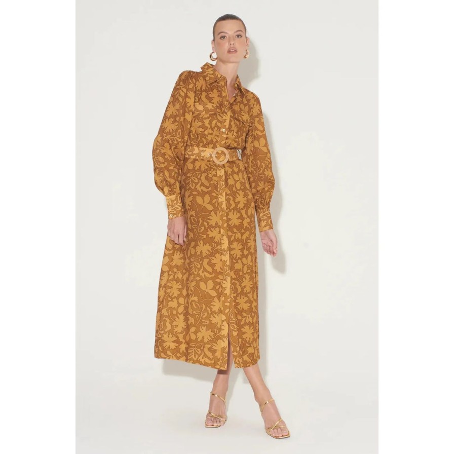 Women Hansen & Gretel Dresses | Hansen & Gretel Esme Shirt Dress - Gold Leaf