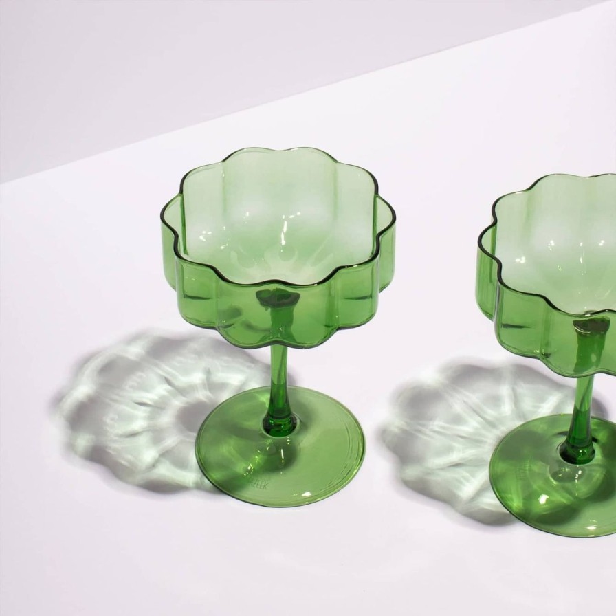 Home & Gift. FAZEEK Tableware & Glassware | Fazeek Wave Coupe Set Of 2 - Green