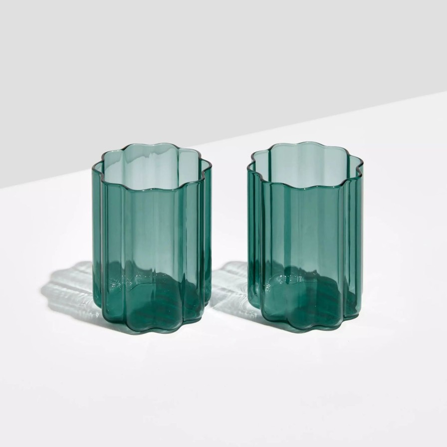 Home & Gift. FAZEEK Tableware & Glassware | Fazeek Wave Glass Set Of 2 - Teal