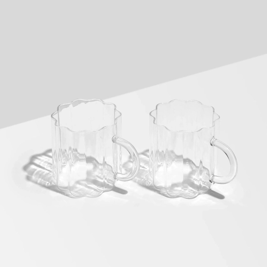 Home & Gift. FAZEEK Tableware & Glassware | Fazeek Wave Mug Set Of 2 - Clear