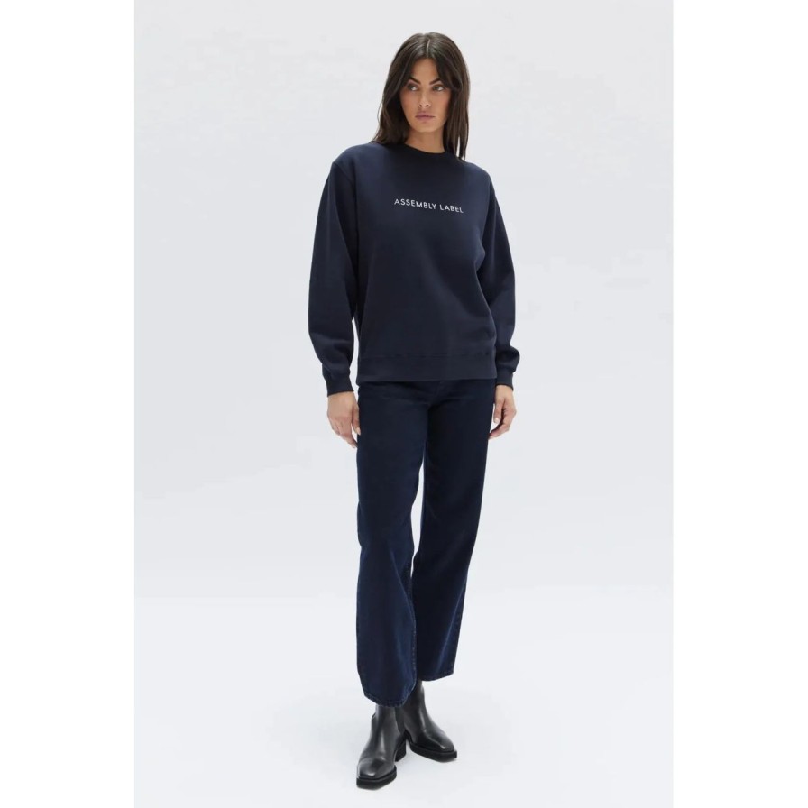 Women Assembly Label Tops | Assembly Label Logo Fleece Jumper - Navy / White