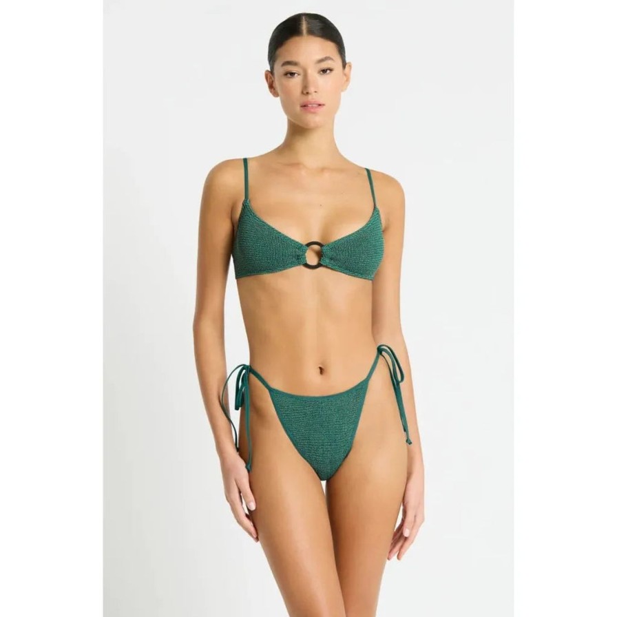 Women Bond-Eye Swim Swimwear | Bond-Eye Ring Lisso Crop - Bottle Green Lurex