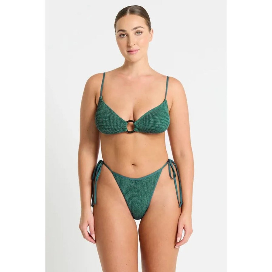 Women Bond-Eye Swim Swimwear | Bond-Eye Ring Lisso Crop - Bottle Green Lurex