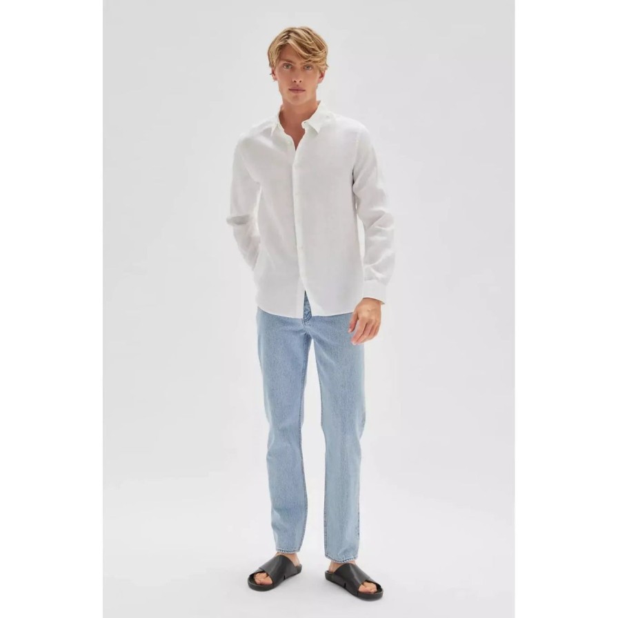 Man. Assembly Label | Assembly Label Casual Long Sleeve Linen Shirt - Clove