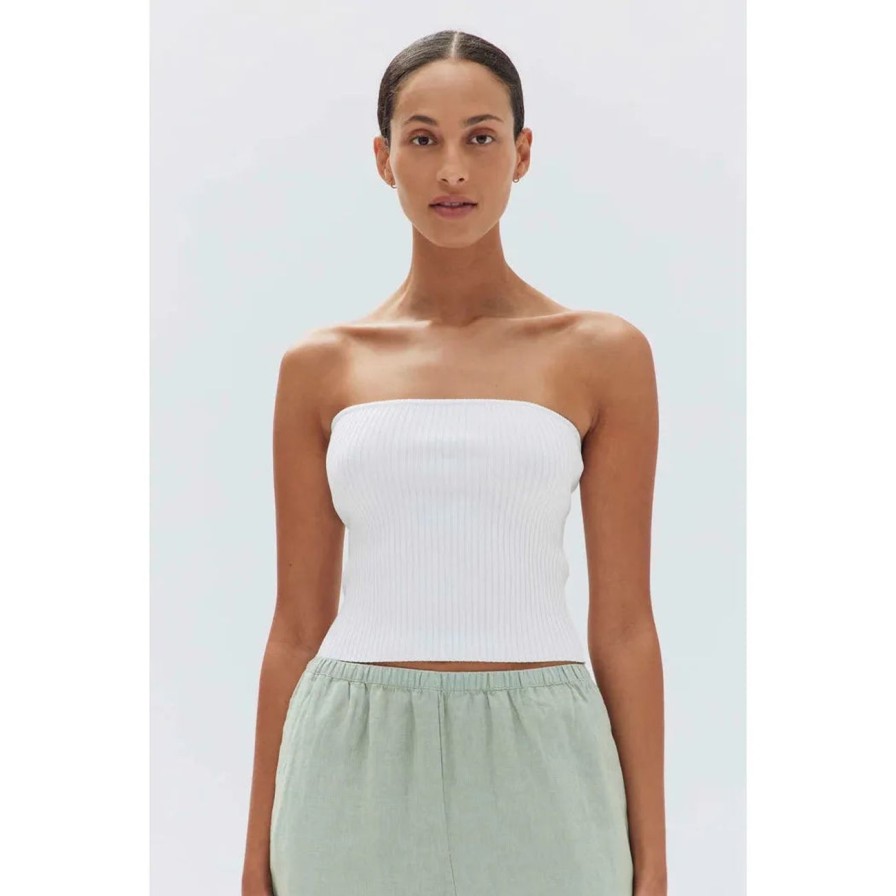 Women Assembly Label Tops | Assembly Label Skara Strapless Rib Top - White