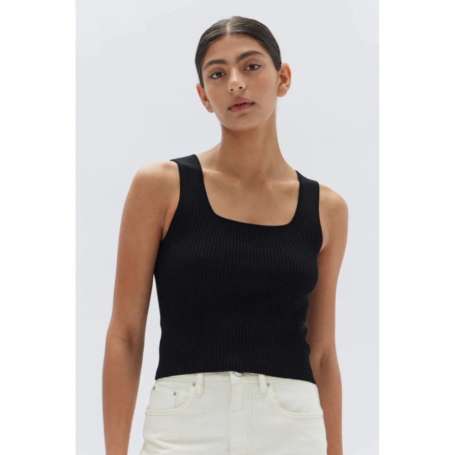 Women Assembly Label Tops | Assembly Label Adrianna Knit Tank - Black