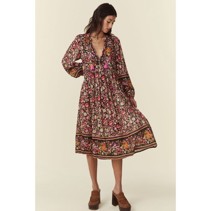 Women Spell Dresses | Spell Impala Lily Boho Midi Dress - Night Blossom