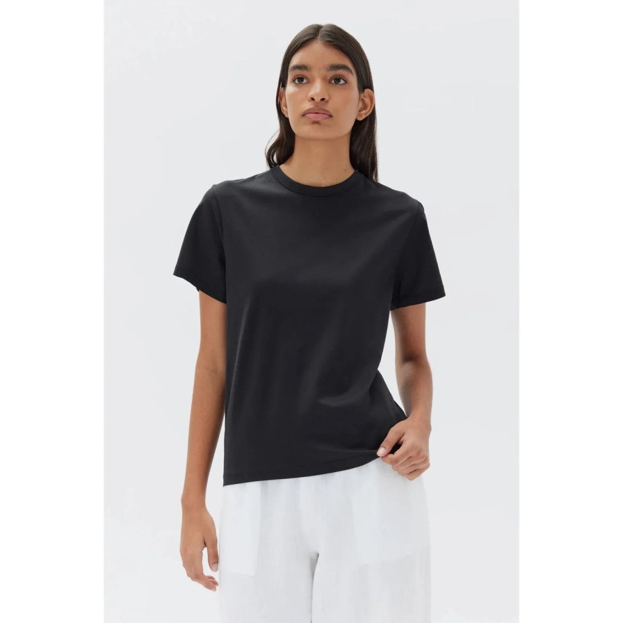 Women Assembly Label Basics | Assembly Label Silk Blend Tee - Black