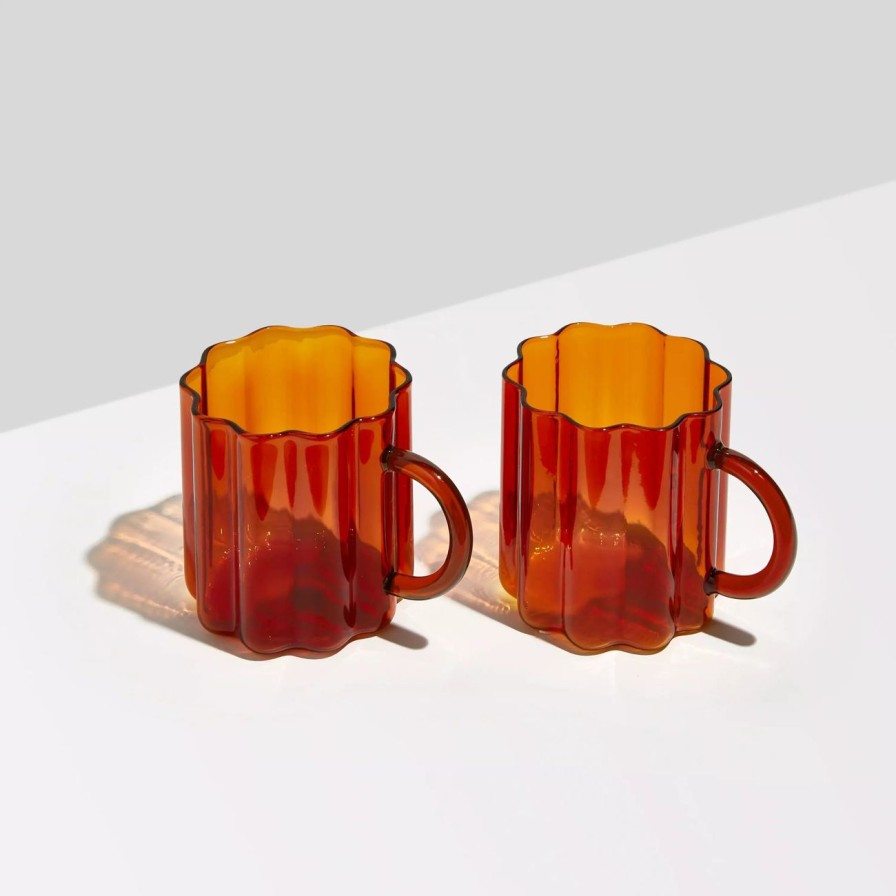 Home & Gift. FAZEEK Tableware & Glassware | Fazeek Wave Mug Set Of 2 - Amber