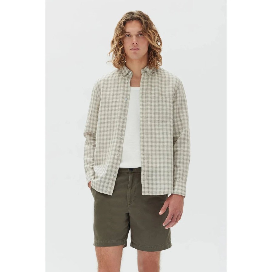 Man. Assembly Label | Assembly Label Men'S Mason Long Sleeve Shirt - Cocoa Check