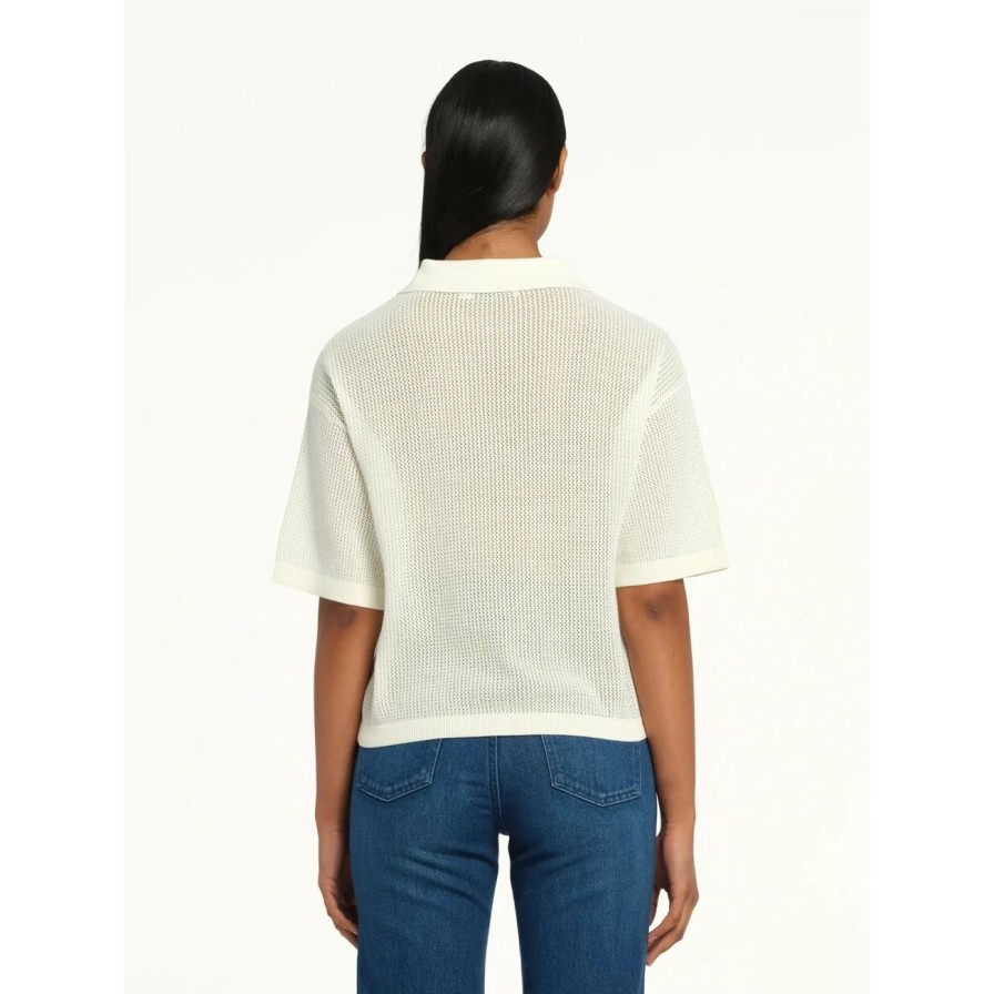 Women Nobody Denim Tops | Nobody Denim Helen Open Knit Polo - Ivory