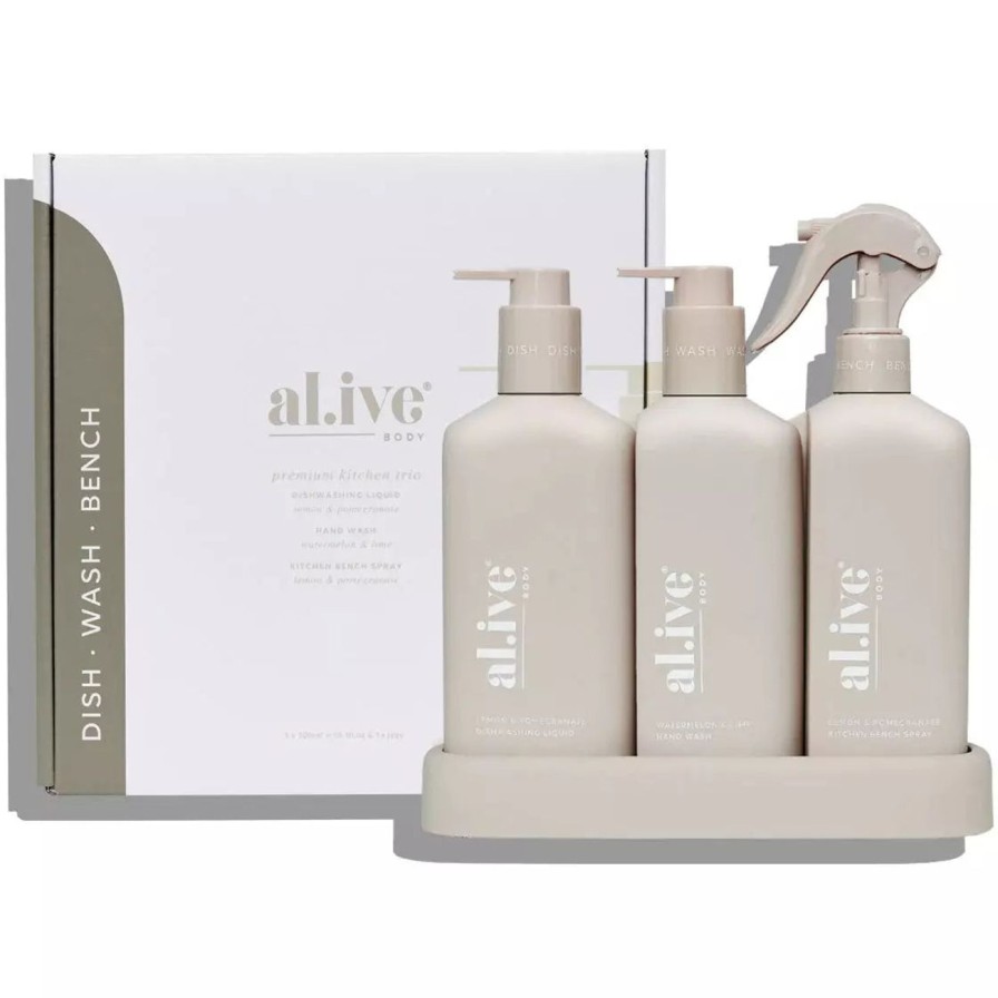 Home & Gift. Al.ive Body Skincare | Al.Ive Dishwashing, Hand Wash & Bench Spray Kitchen Trio