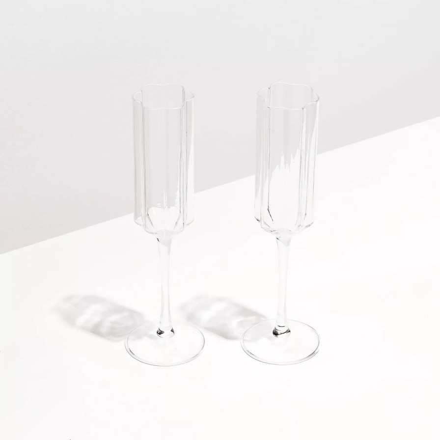 Home & Gift. FAZEEK Tableware & Glassware | Fazeek Wave Flute Set Of 2 - Clear