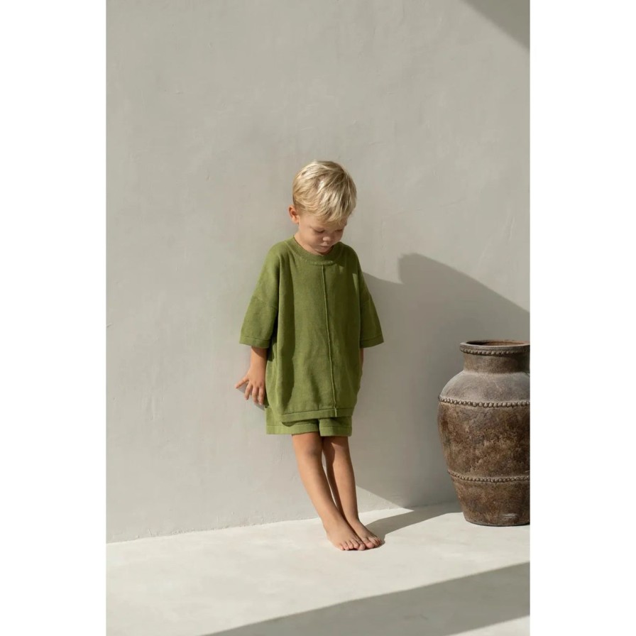 Little Ones. Illoura The Label Clothing | Illoura The Label Thin Knit Shorts- Olive