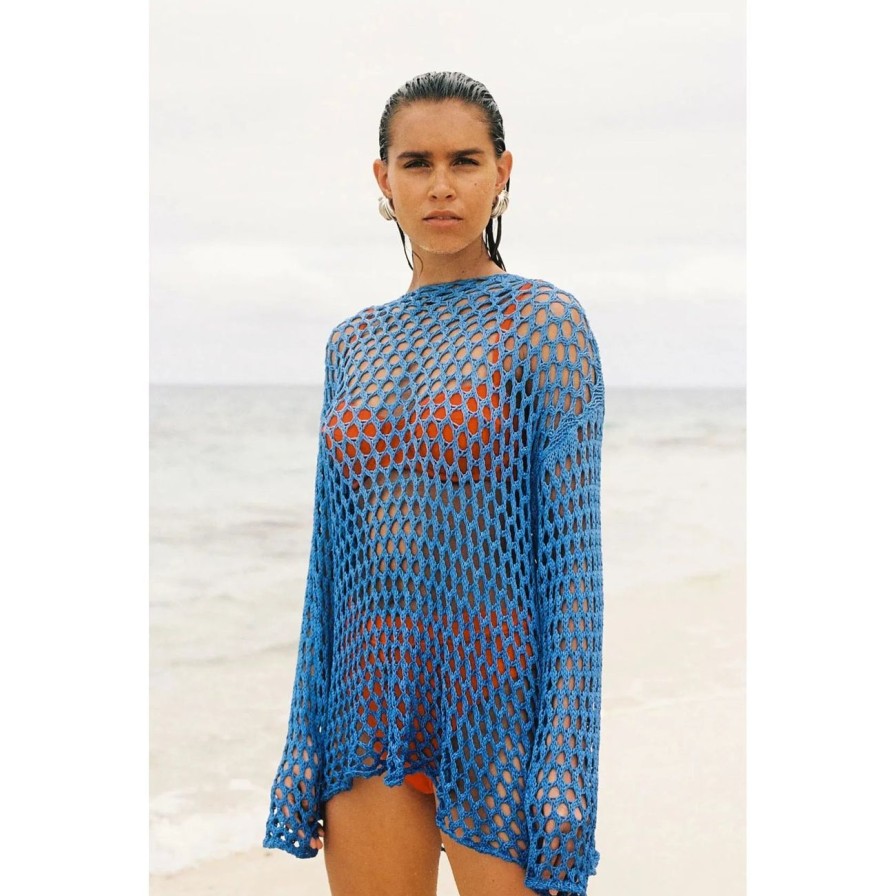 Women Zulu & Zephyr Tops | Zulu & Zephyr Sky Crochet Knit Top