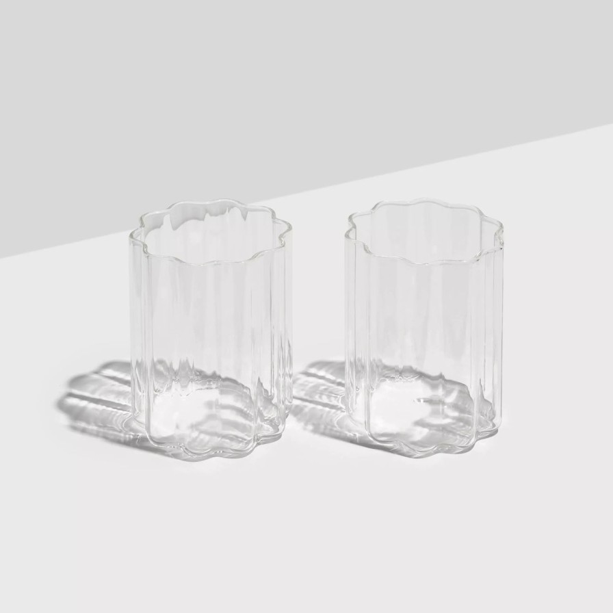 Home & Gift. FAZEEK Tableware & Glassware | Fazeek Wave Glass Set Of 2 - Clear