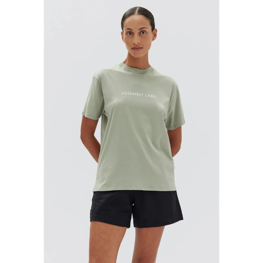 Women Assembly Label Tops | Assembly Label Everyday Organic Logo Tee - Nettle/White