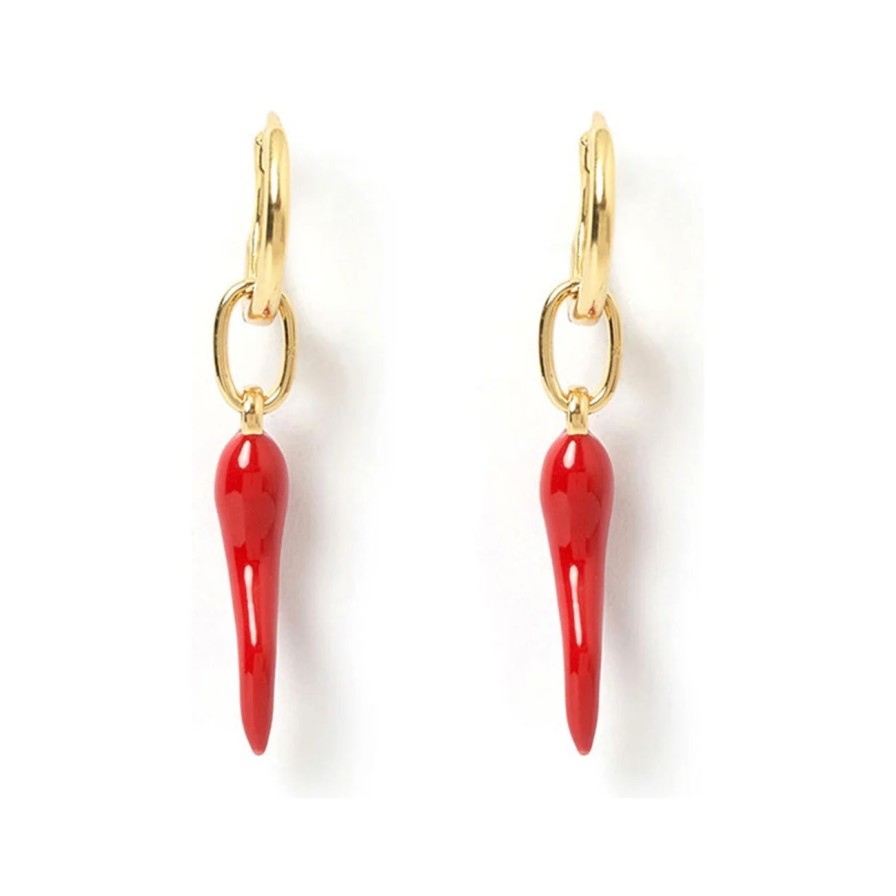 Women Arms of Eve Jewellery | Arms Of Eve Cornicello Red Double Charm Earring - Small