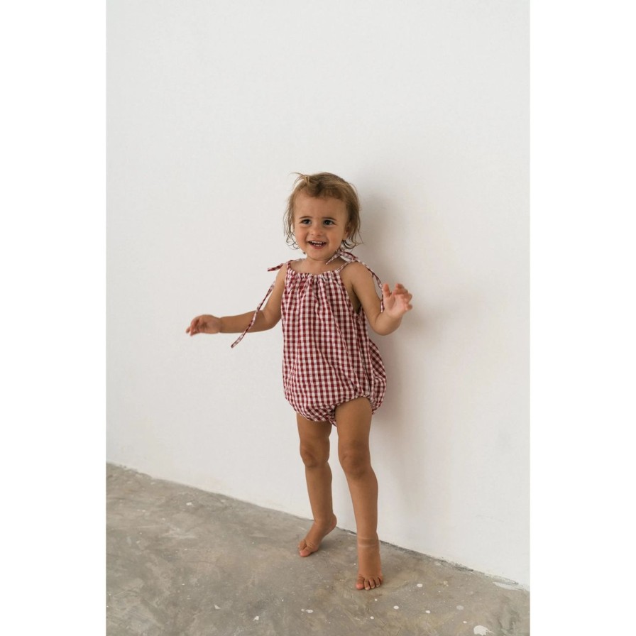 Little Ones. Illoura The Label Clothing | Illoura The Label Lottie Romper - Red Gingham