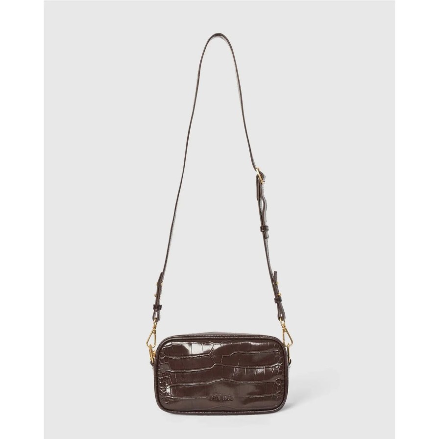 Women Brie Leon Bags | Brie Leon Martina Camera Bag - Brunette Croc