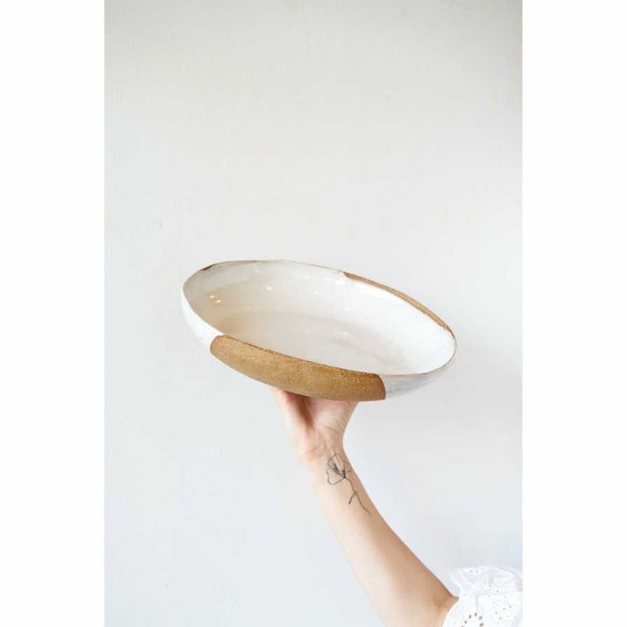 Home & Gift. Mudhavi Ceramics & Vases | Mudhavi Low Wide Salad Bowl In Spilt Milk