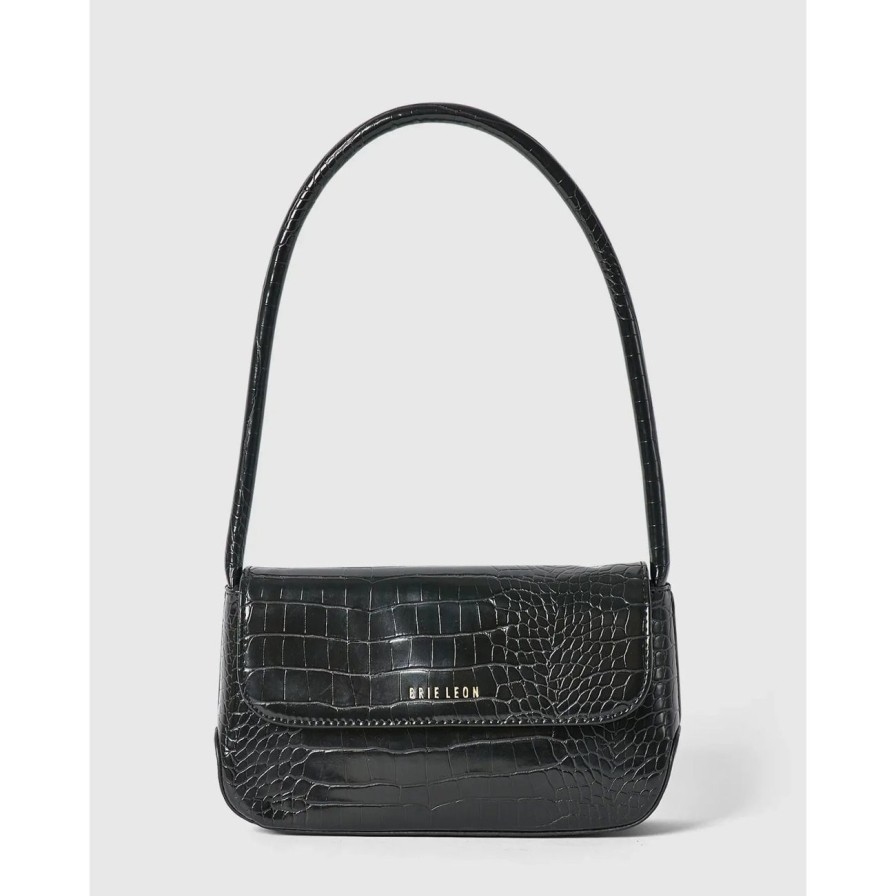 Women Brie Leon Bags | Brie Leon Mini Camille Bag - Black Brushed Recycled Croc